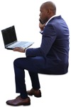 Businessman with a computer sitting people png (8807) - miniature