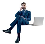 Businessman with a computer sitting entourage people (12758) | MrCutout.com - miniature