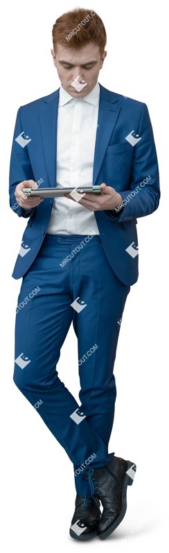 Businessman with a computer standing human png (13794)