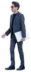 Businessman with a computer standing png people (14852) - miniature