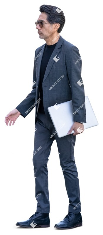Businessman with a computer standing png people (15482)