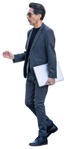 Businessman with a computer walking png people (14851) - miniature