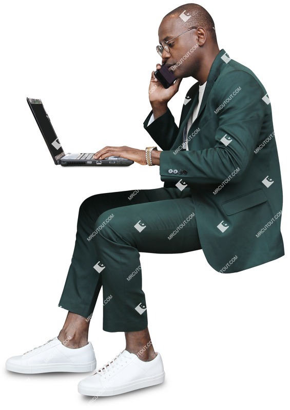 Businessman with a computer writing human png (8739)