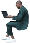 Businessman with a computer writing human png (8739) - miniature