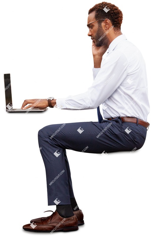Businessman with a computer writing photoshop people (9503)