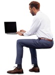 Businessman with a computer writing people png (9504) - miniature