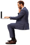 Businessman with a computer writing people png (9507) - miniature