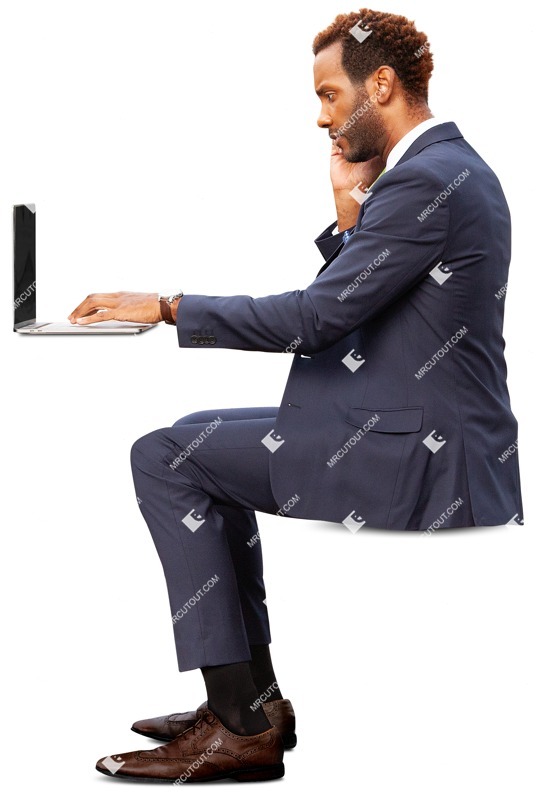Businessman with a computer writing people png (9507)