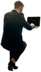 Businessman with a computer writing people png (11253) - miniature