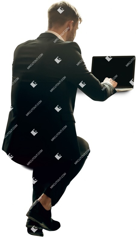 Businessman with a computer writing people png (11253)