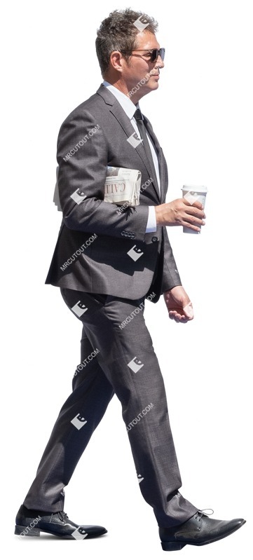 Businessman with a newspaper drinking coffee entourage people (13360)