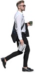 Businessman with a newspaper walking people png (7304) - miniature