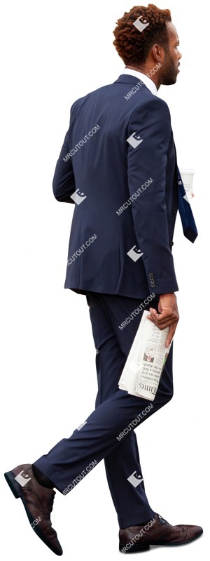 Businessman with a newspaper walking people png (9254)