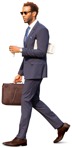 Businessman with a newspaper walking  (10343) - miniature