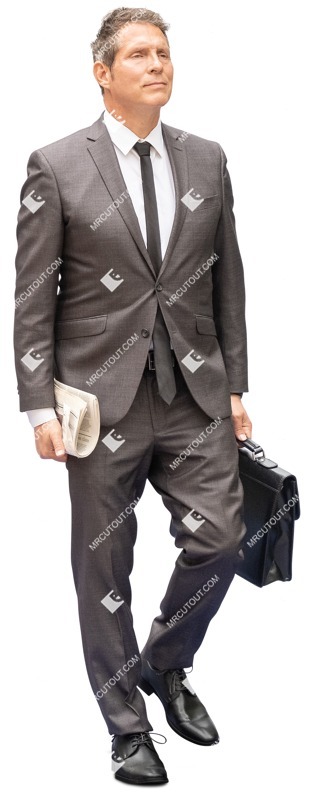 Businessman with a newspaper walking human png (13046)