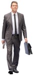 Businessman with a newspaper walking  (13042) - miniature