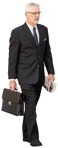 Businessman with a newspaper walking cut out pictures (12283) - miniature