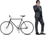 Cut out people - Businessman With A Smartphone Cycling 0002 | MrCutout.com - miniature