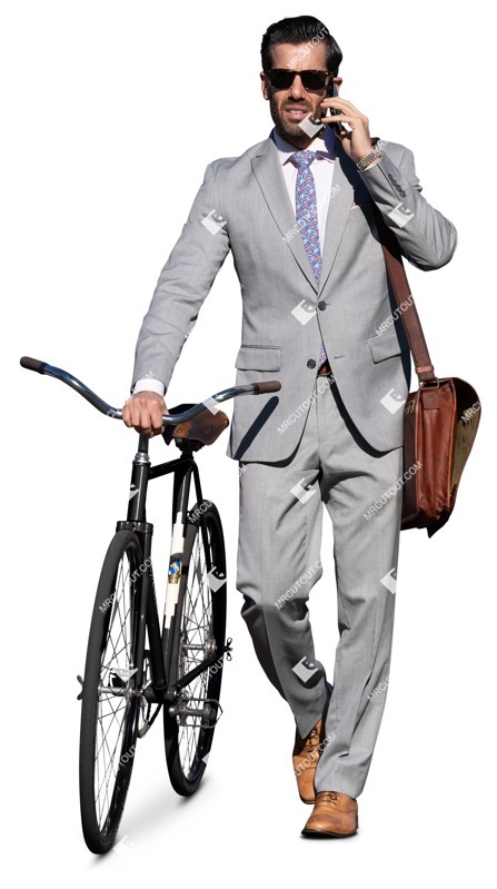 Businessman with a smartphone cycling human png (13102)