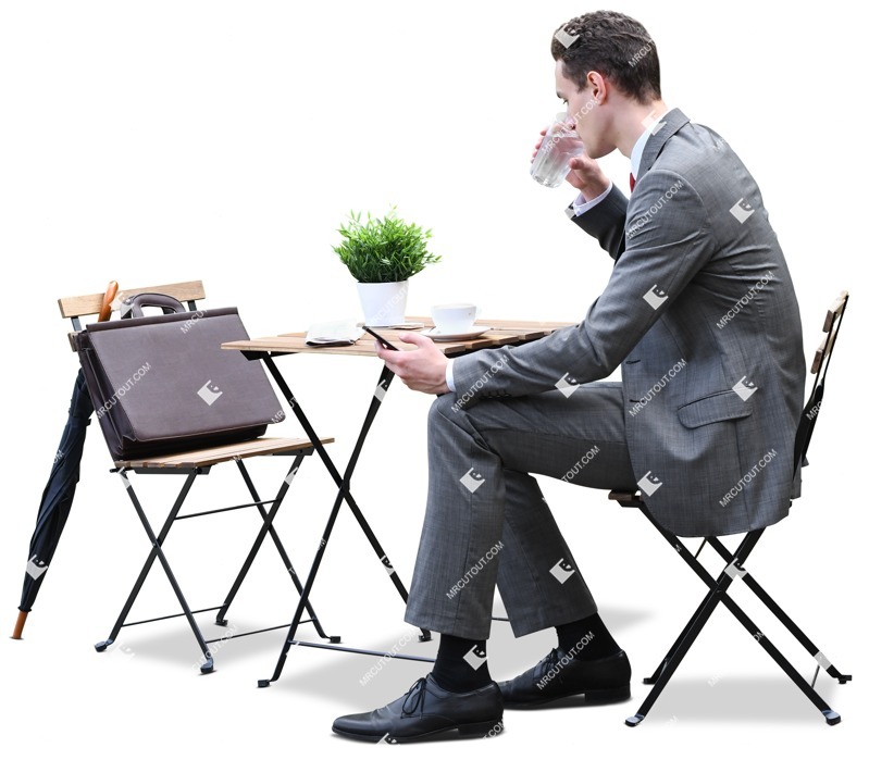 Businessman with a smartphone drinking coffee photoshop people (7738)