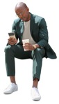Businessman with a smartphone drinking coffee human png (8743) - miniature
