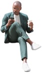 Cut out people - Businessman With A Smartphone Drinking Coffee 0008 | MrCutout.com - miniature