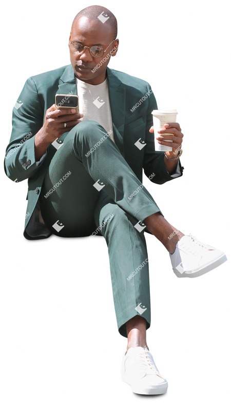 Businessman with a smartphone drinking coffee human png (8508)