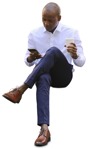Businessman with a smartphone drinking coffee people png (8818) - miniature