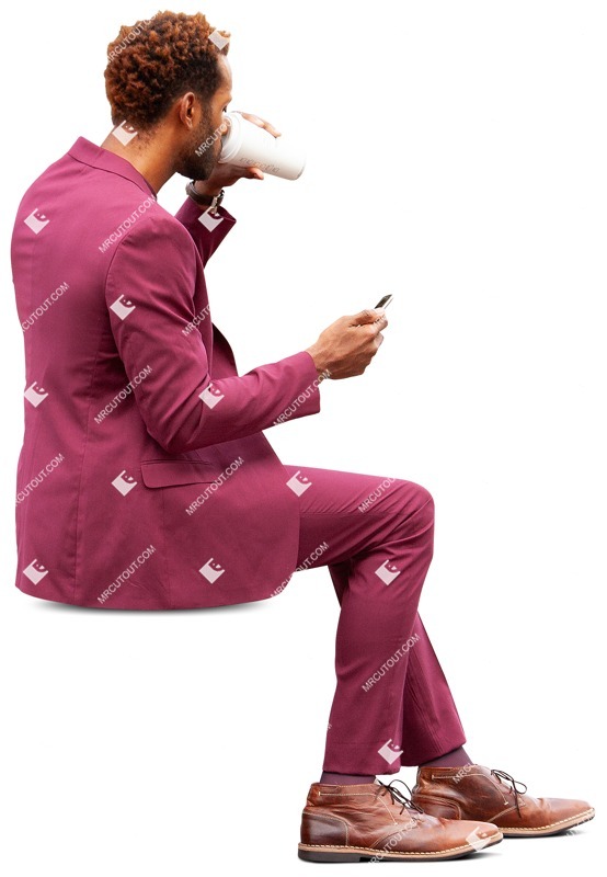 Businessman with a smartphone drinking coffee people png (10081)