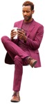 Businessman with a smartphone drinking coffee people png (10125) - miniature