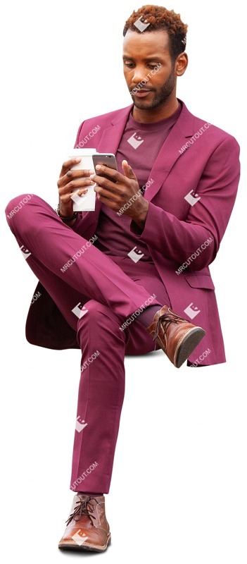 Businessman with a smartphone drinking coffee people png (10080)
