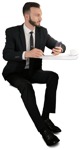 Businessman with a smartphone drinking coffee people png (12508) - miniature