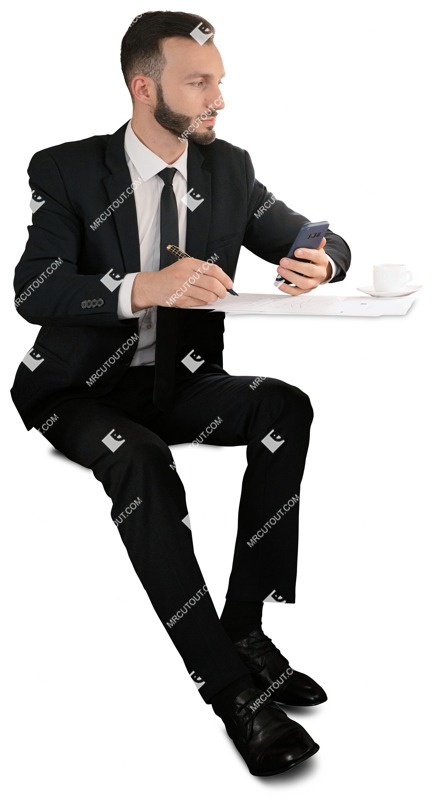 Businessman with a smartphone drinking coffee people png (11650)
