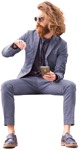 Businessman with a smartphone sitting  (3801) - miniature