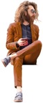 Person sitting elegant hipster man with a coffee people cutout | MrCutout.com - miniature
