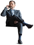 Cut out people - Businessman With A Smartphone Sitting 0003 | MrCutout.com - miniature