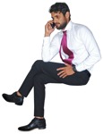 Cut out people - Businessman With A Smartphone Sitting 0004 | MrCutout.com - miniature