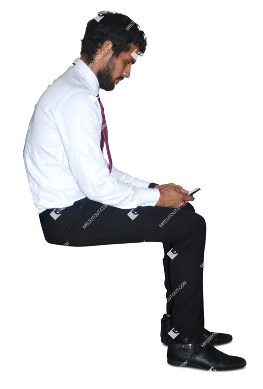 Businessman with a smartphone sitting people png (1673)