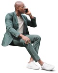 Businessman with a smartphone sitting human png (8741) - miniature