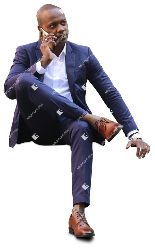 Businessman with a smartphone sitting people png (8843)