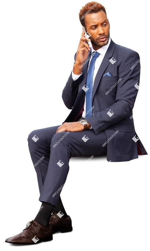 Businessman with a smartphone sitting people png (9506)