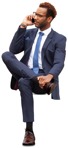 Businessman with a smartphone sitting people png (9610) - miniature