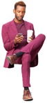Businessman with a smartphone sitting people png (10085) - miniature