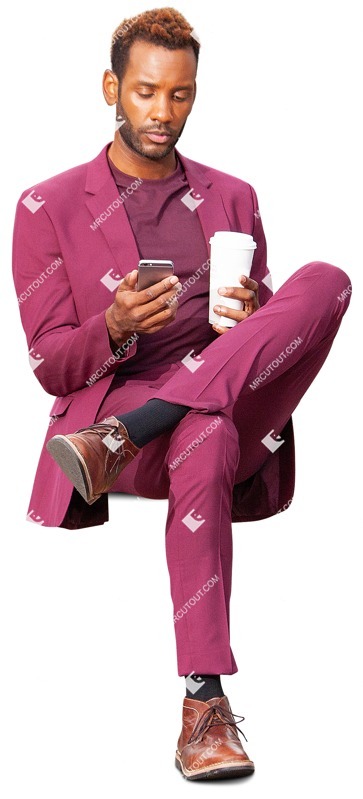 Businessman with a smartphone sitting people png (10085)