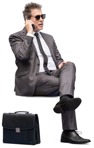 Businessman with a smartphone sitting human png (13041) - miniature