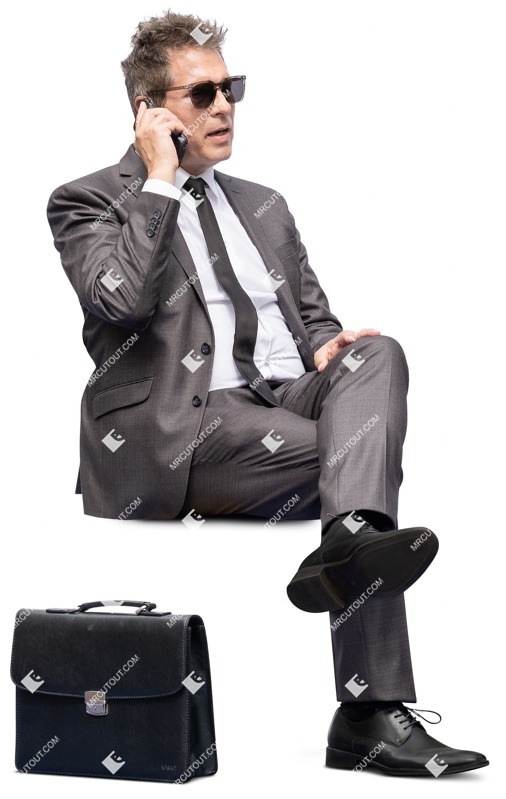 Businessman with a smartphone sitting human png (13041)