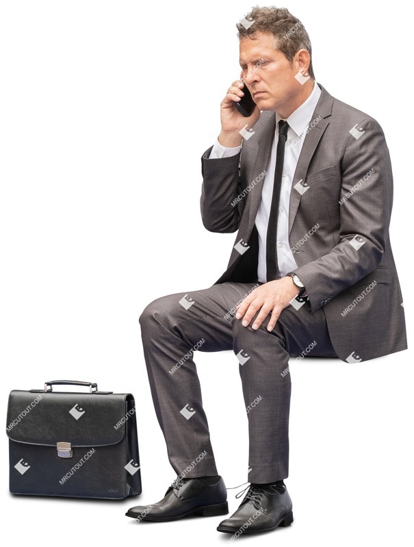 Businessman with a smartphone sitting png people (13036)