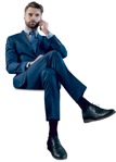Businessman with a smartphone sitting entourage people (12757) | MrCutout.com - miniature