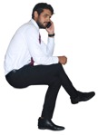 Businessman with a smartphone sitting png people (14150) - miniature