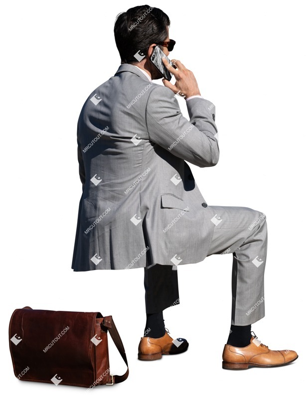 Businessman with a smartphone sitting cut out people (13546)